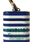 Dolce & Gabbana Chic Blue Striped Leather Airpods Case