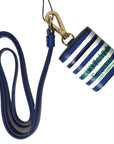 Dolce & Gabbana Chic Blue Striped Leather Airpods Case