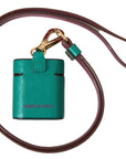 Dolce & Gabbana Elegant Leather Airpods Case in Green and Maroon