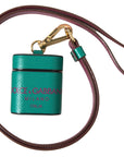 Dolce & Gabbana Elegant Leather Airpods Case in Green and Maroon
