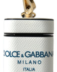 Dolce & Gabbana Elegant Leather Airpods Case in White & Blue