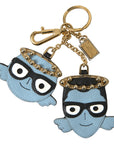 Dolce & Gabbana Chic Blue Leather Keychain with Gold Accents