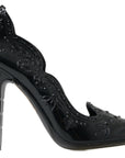 Dolce & Gabbana Elegant Black Crystal Cinderella Pumps