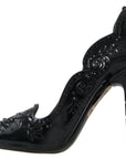 Dolce & Gabbana Elegant Black Crystal Cinderella Pumps