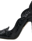 Dolce & Gabbana Elegant Black Crystal Cinderella Pumps