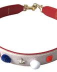 Dolce & Gabbana Stunning White Multicolor Studded Leather Strap