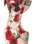 Dolce & Gabbana Floral Ankle Strap Wedge Sandals