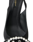 Dolce & Gabbana Embellished Black Slingback Heels Pumps