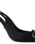 Dolce & Gabbana Embellished Black Slingback Heels Pumps