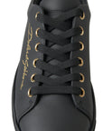Dolce & Gabbana Black Gold Leather Classic Sneakers