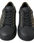 Dolce & Gabbana Black Gold Leather Classic Sneakers