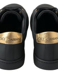 Dolce & Gabbana Black Gold Leather Classic Sneakers