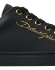 Dolce & Gabbana Black Gold Leather Classic Sneakers