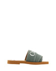 Chloé Elegant Forest Green Cotton Slides
