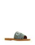 Chloé Elegant Forest Green Cotton Slides