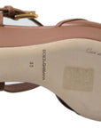 Dolce & Gabbana Chic Brown Leather Ankle Strap Wedges