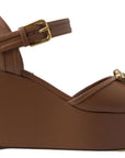 Dolce & Gabbana Chic Brown Leather Ankle Strap Wedges