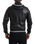 Dolce & Gabbana Elegant Black Leather Bomber Jacket