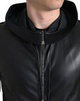Dolce & Gabbana Elegant Black Leather Bomber Jacket