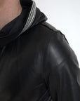 Dolce & Gabbana Elegant Black Leather Bomber Jacket