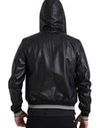 Dolce & Gabbana Elegant Black Leather Bomber Jacket