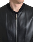 Dolce & Gabbana Elegant Black Leather Bomber Jacket