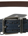 Dolce & Gabbana Elegant Blue Leather Belt with Metal Buckle