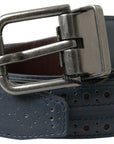 Dolce & Gabbana Elegant Blue Leather Belt with Metal Buckle