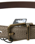 Dolce & Gabbana Elegant Beige Leather Belt with Metal Buckle