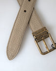Dolce & Gabbana Elegant Beige Leather Belt with Metal Buckle
