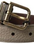 Dolce & Gabbana Elegant Beige Leather Belt with Metal Buckle