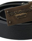 Dolce & Gabbana Elegant Black Leather Belt - Metal Buckle Closure