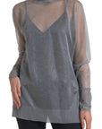 Dolce & Gabbana Elegant Gray Long Sleeve Mesh Top