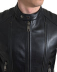 Dolce & Gabbana Sleek Black Leather Biker Jacket