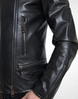 Dolce & Gabbana Sleek Black Leather Biker Jacket