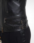 Dolce & Gabbana Sleek Black Leather Biker Jacket