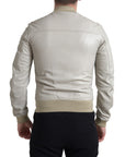 Dolce & Gabbana Cream Leather Bomber Jacket