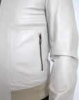 Dolce & Gabbana Cream Leather Bomber Jacket