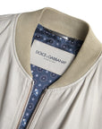 Dolce & Gabbana Cream Leather Bomber Jacket