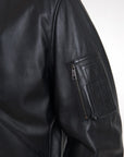Dolce & Gabbana Elegant Black Leather Bomber Jacket