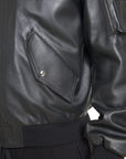 Dolce & Gabbana Elegant Black Leather Bomber Jacket