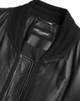 Dolce & Gabbana Elegant Black Leather Bomber Jacket