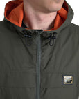 Dolce & Gabbana Elegant Hooded Full Zip Jacket in Green and Orange