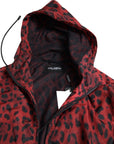 Dolce & Gabbana Red Leopard Hooded Bomber Jacket