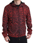 Dolce & Gabbana Red Leopard Hooded Bomber Jacket