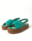 Dolce & Gabbana Elegant Green Espadrille Platform Sandals