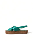 Dolce & Gabbana Elegant Green Espadrille Platform Sandals