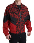 Dolce & Gabbana Red Leopard Zip Sweater Jacket