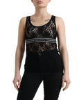 Dolce & Gabbana Elegant Lace Tank Top with Logo Stripe