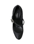 Dolce & Gabbana Chic Black Brocade Mary Janes Pumps
